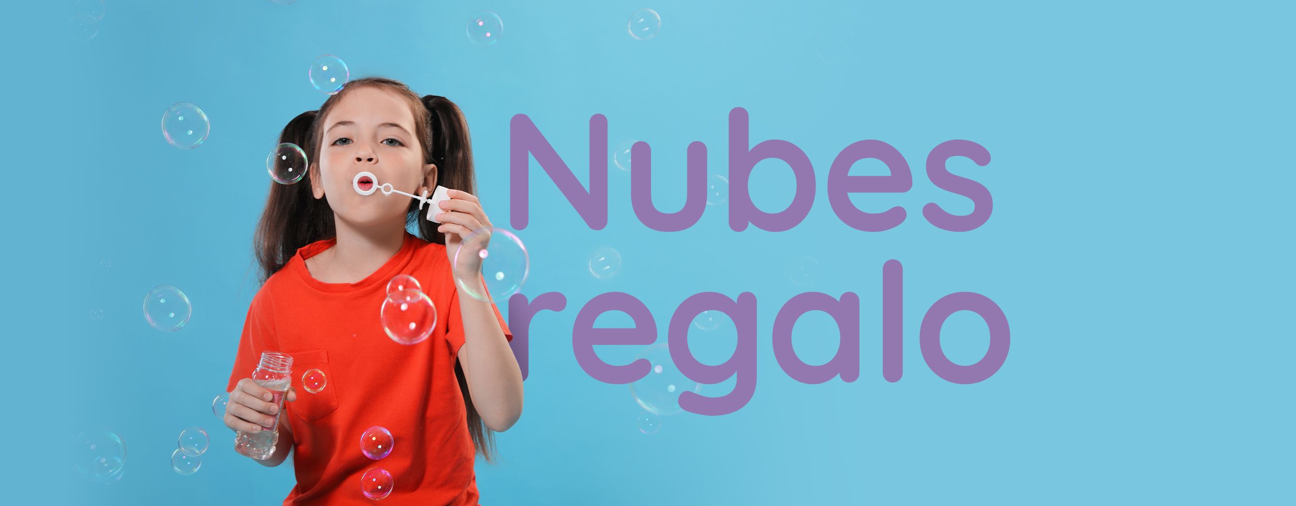 foto de niño con texto nubes regalo